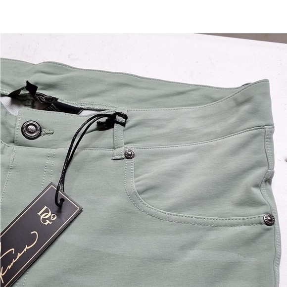 NWT Diane Gilman Knit Flex STRETCH Skinny Jegging Jeans, Moss Green. Pockets - Picture 4 of 9